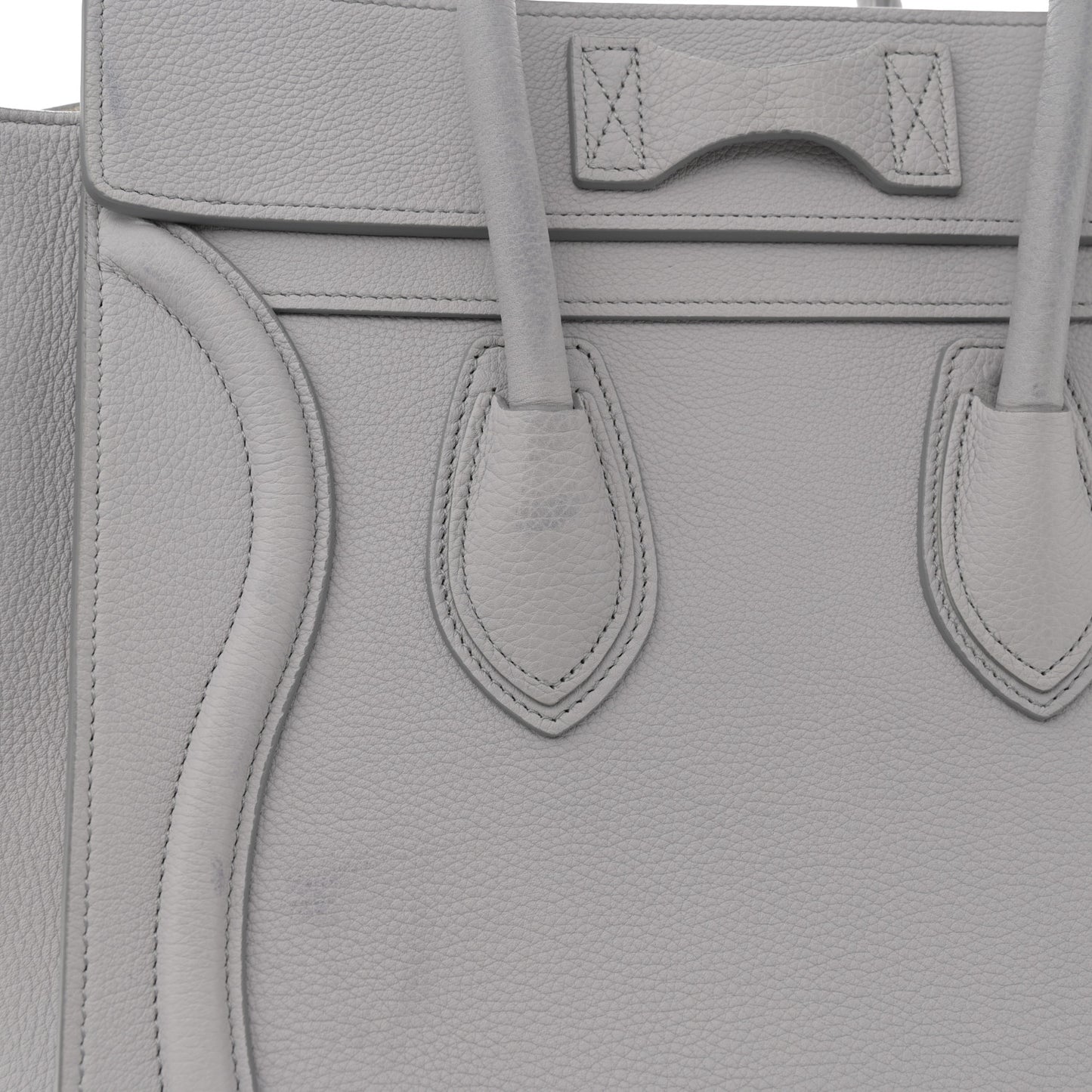 Drummed Calfskin Micro Luggage Light Grey