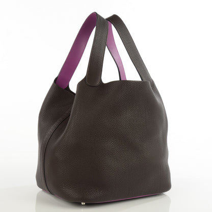 Hermes Taurillon Clemence Epsom Eclat Picotin GM Ebene Cyclamen 3 of 14