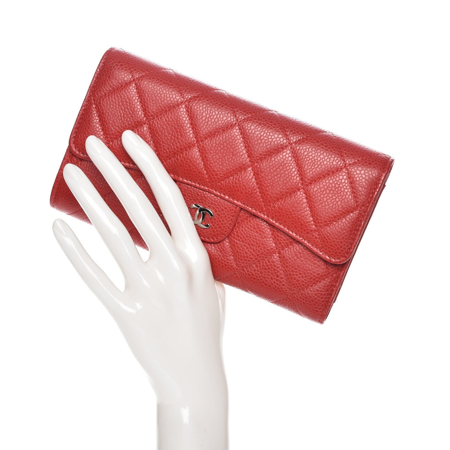 Caviar Quilted Large Flap Wallet Red