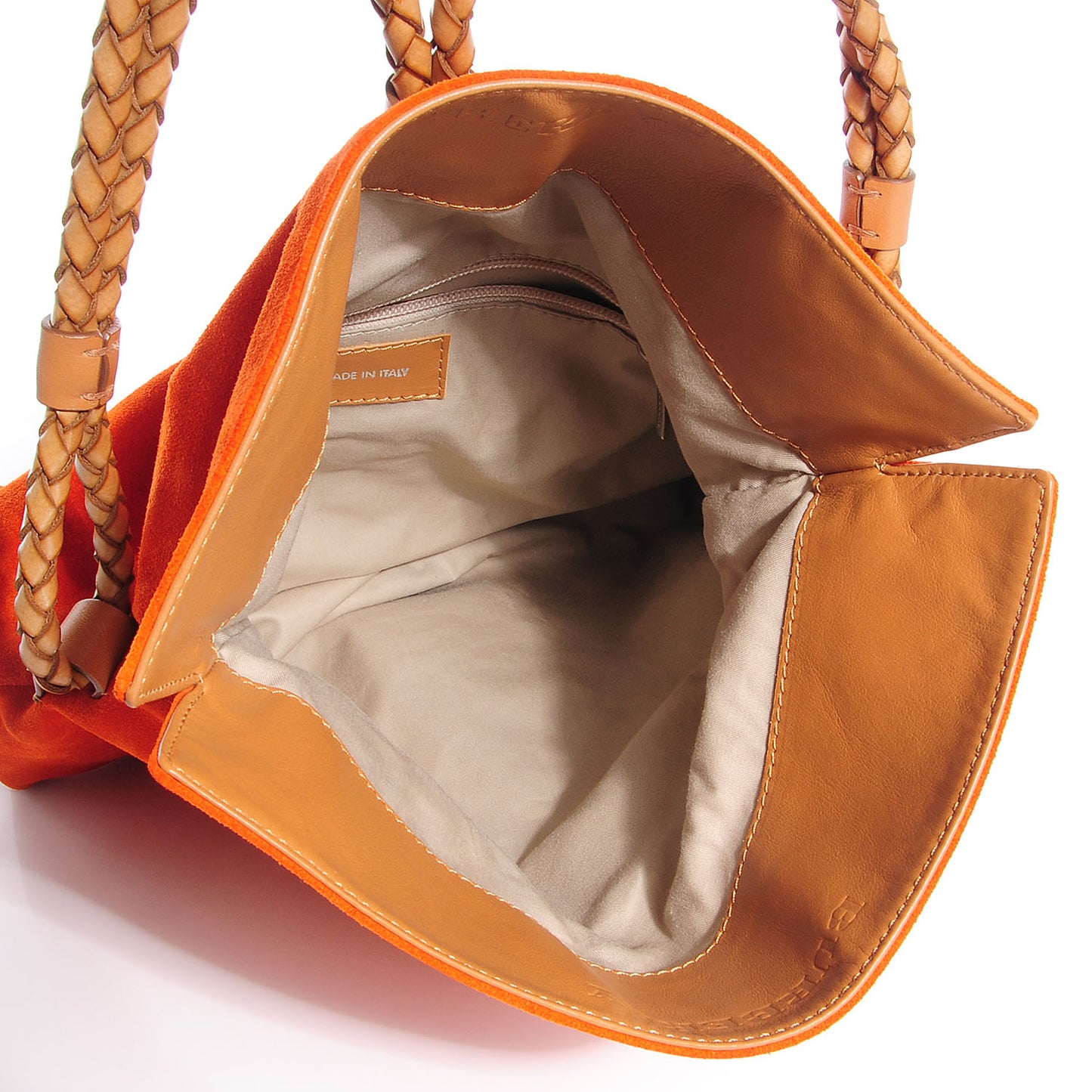 Suede Haymarket Check Horn Toggle Shoulder Bag Orange