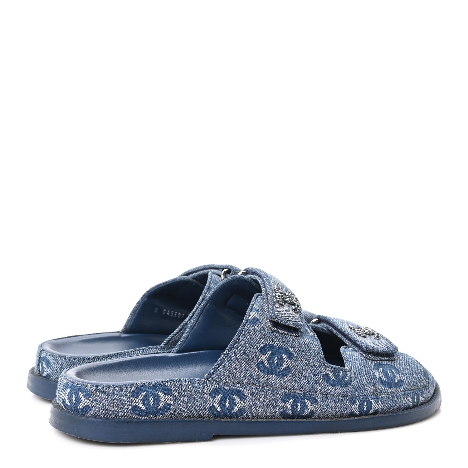 Chanel Denim CC Velcro Dad Chain CC Slide Sandals 39 Blue 5 of 10
