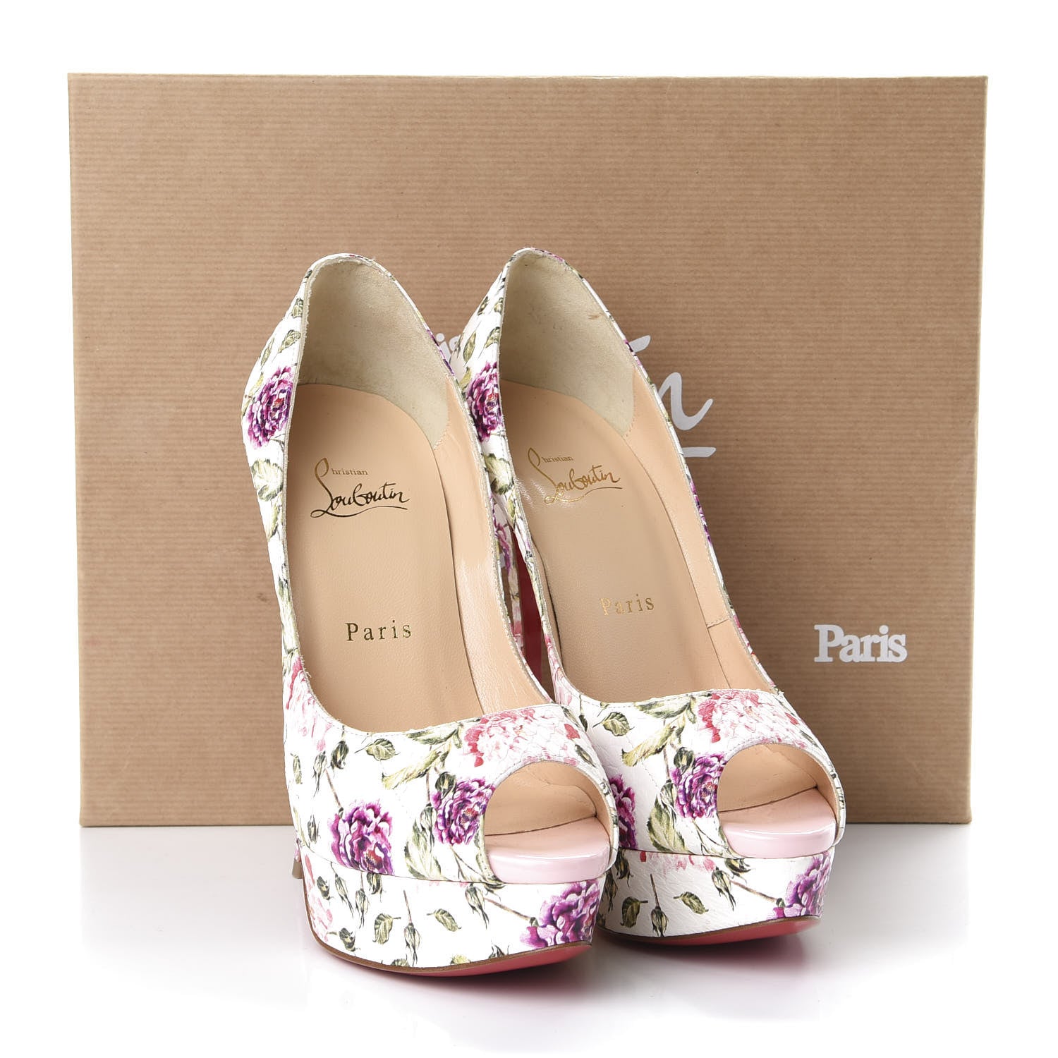 Christian Louboutin Watersnake Fiori Fetish Peep 150 Pumps 38 Latte Pompadour 10 of 10