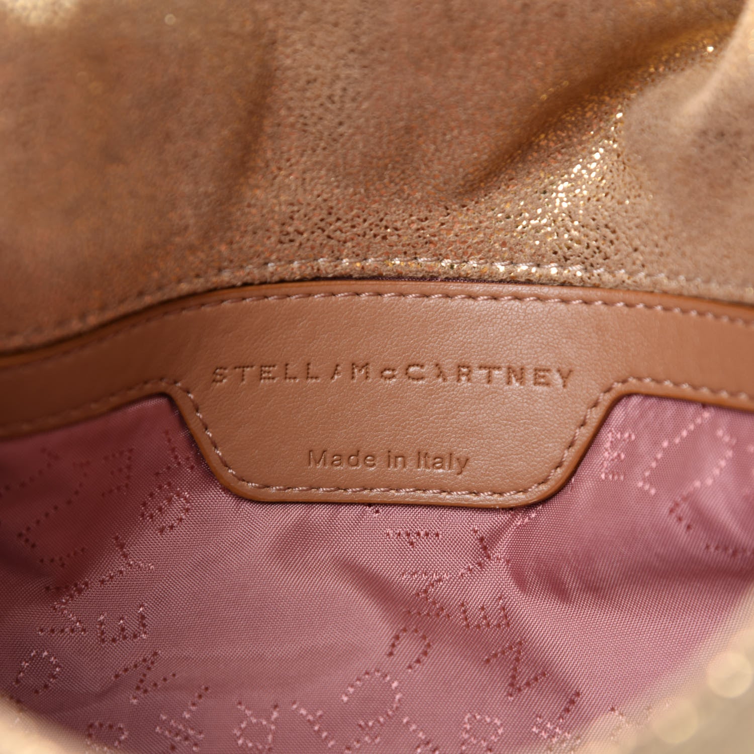 Stella McCartney Metallic Crackle Shaggy Deer Falabella Crossbody Bag Gold 8 of 10