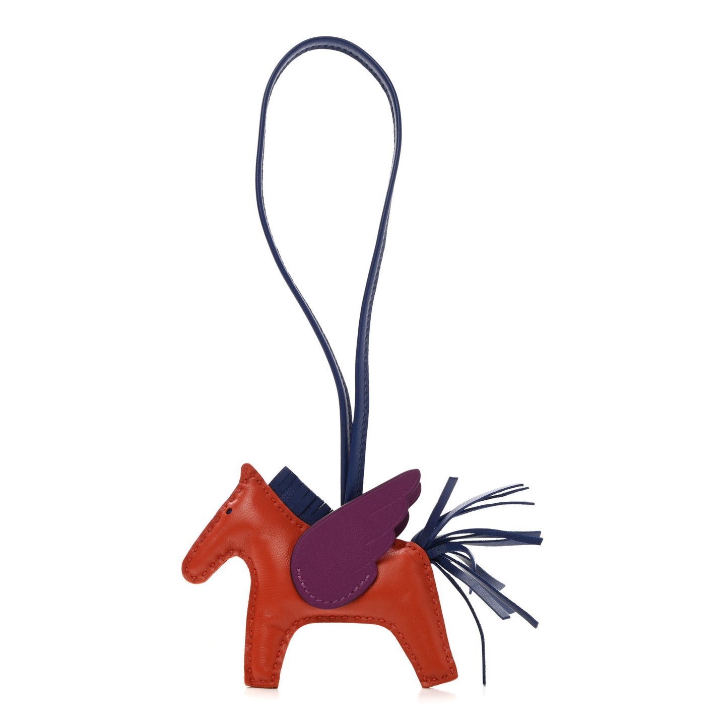 Milo Lambskin Grigri Rodeo Pegase Horse Bag Charm PM Cornaline Bleu Saphir Anemone