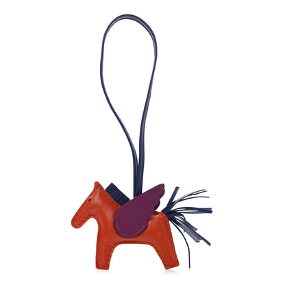 Hermes Milo Lambskin Grigri Rodeo Pegase Horse Bag Charm PM Cornaline Bleu Saphir Anemone 1 of 5