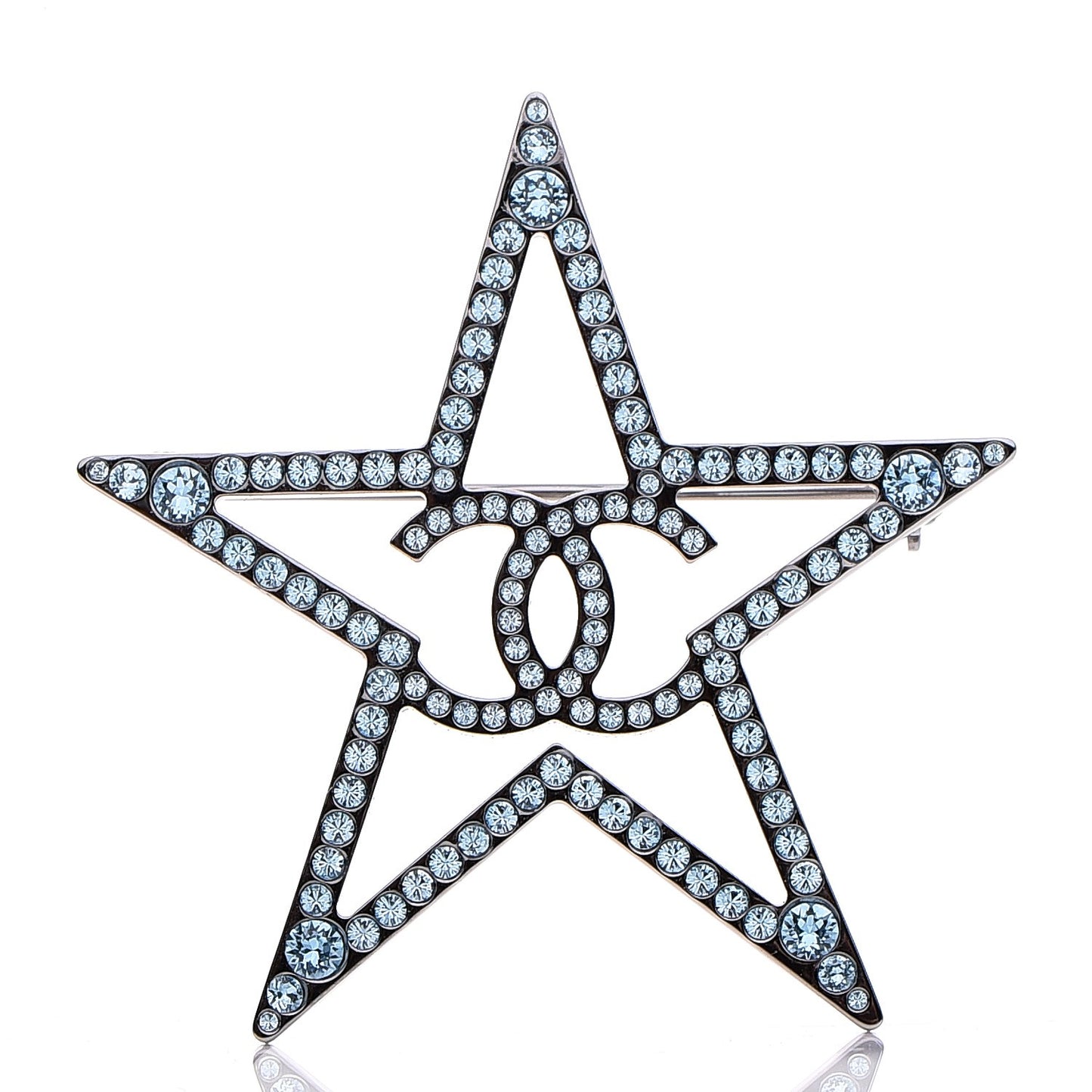 Ruthenium Crystal Star CC Brooch Blue