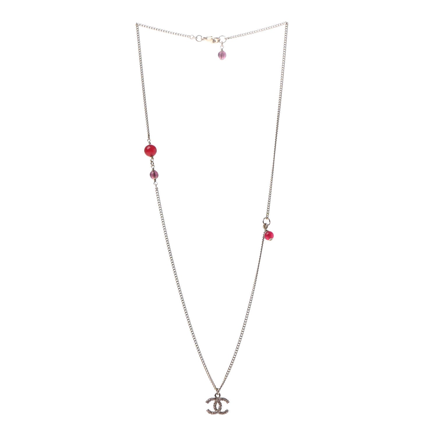 Chanel Crystal CC Necklace Pink Gold 2 of 4