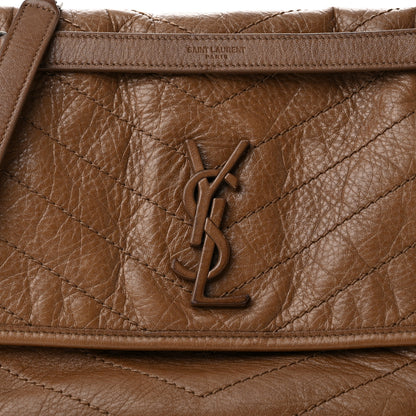 Saint Laurent Crinkled Calfskin Matelasse Monogram Medium Niki Chain Satchel Tan Brown 8 of 10