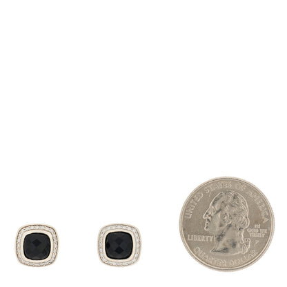 David Yurman Sterling Silver Diamond Black Onyx 7mm Albion Earrings 2 of 4
