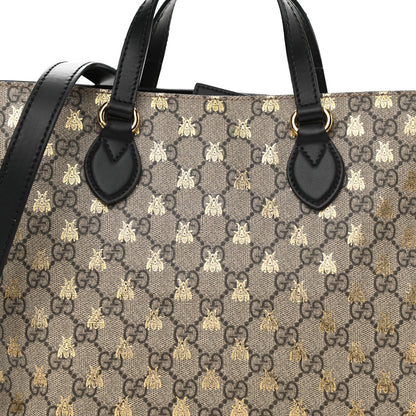 Gucci Soft GG Supreme Monogram Bees Small Crossbody Tote Beige Oro Black 8 of 13