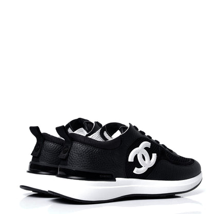 Chanel Calfskin Mesh Lycra Suede Womens Logo Sneakers 37 Black 3 of 6