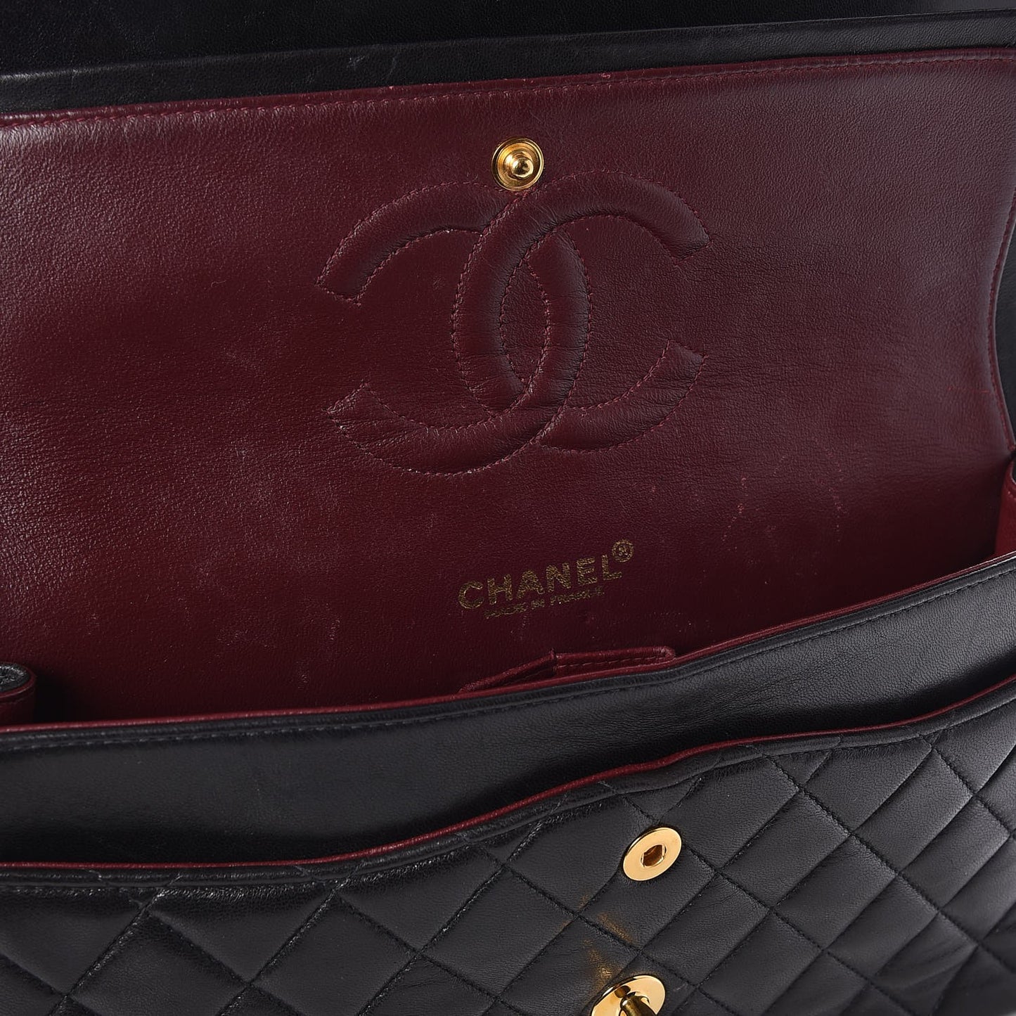 Lambskin Quilted Medium Double Flap Black