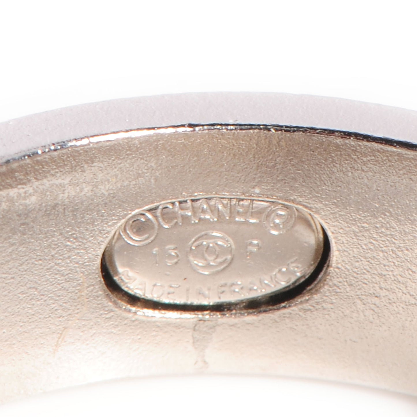 Crystal Baguette CC Logo Ring Silver 6