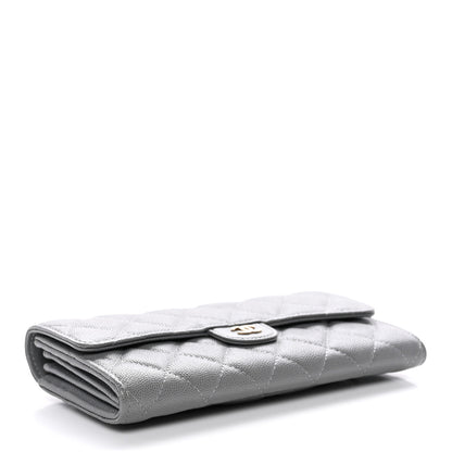 Chanel Caviar Quilted Large Gusset Flap Wallet Grey 4 of 11