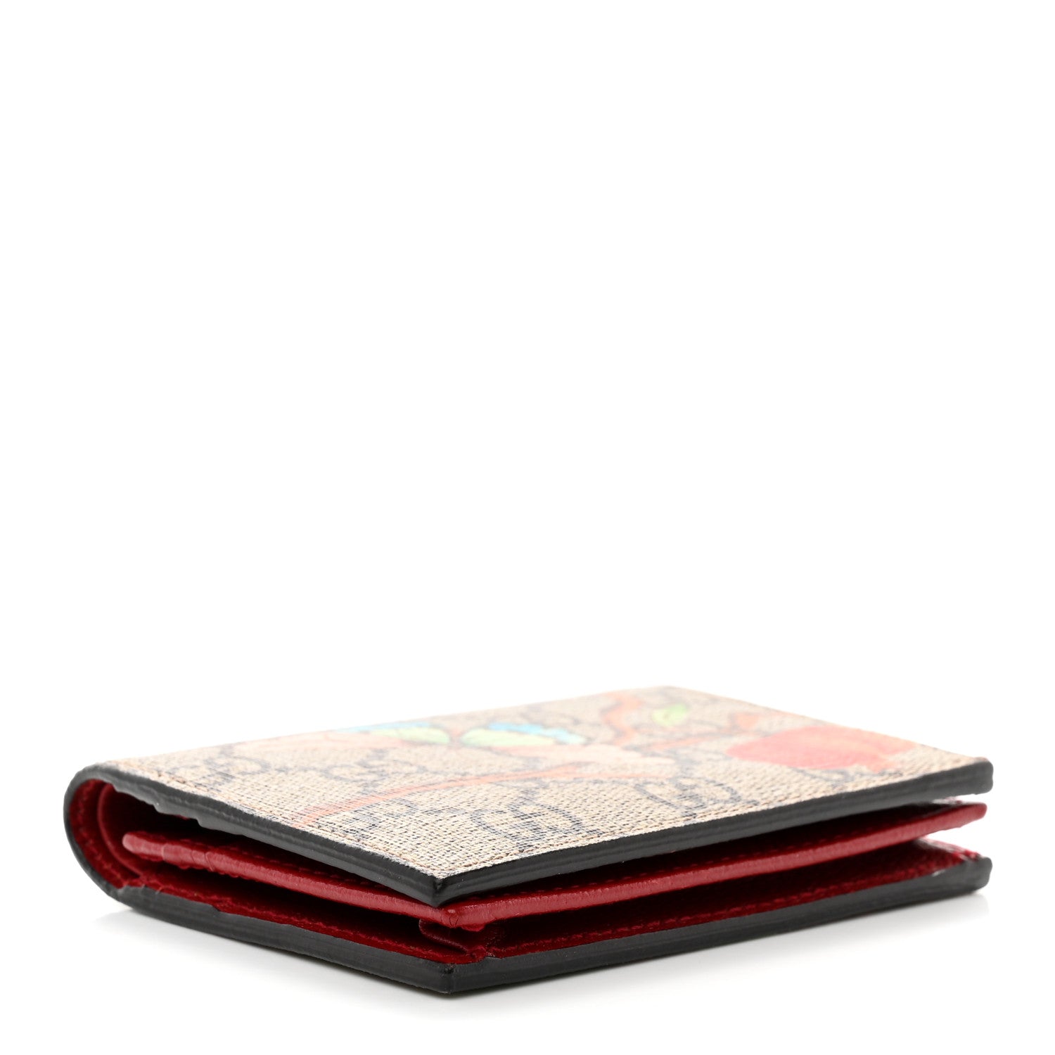 Gucci GG Supreme Monogram Tian Card Case Beige Multicolor Red 4 of 8