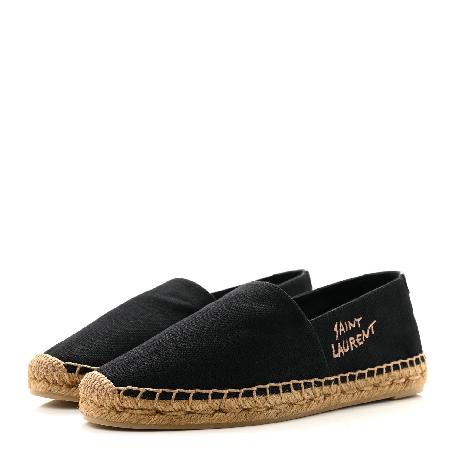 Saint Laurent Canvas Nappa Elba Light Logo Embroidered Espadrilles 38.5 Black 4 of 10
