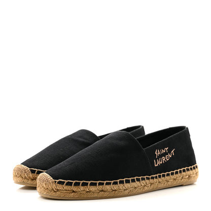 Saint Laurent Canvas Nappa Elba Light Logo Embroidered Espadrilles 38.5 Black 4 of 10