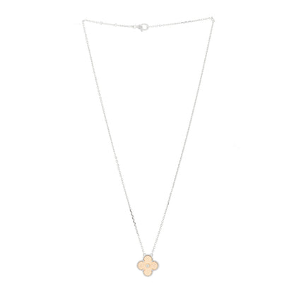 Van Cleef & Arpels 18K White Rose Gold Diamond Guilloche Vintage Alhambra Pendant Necklace 3 of 6