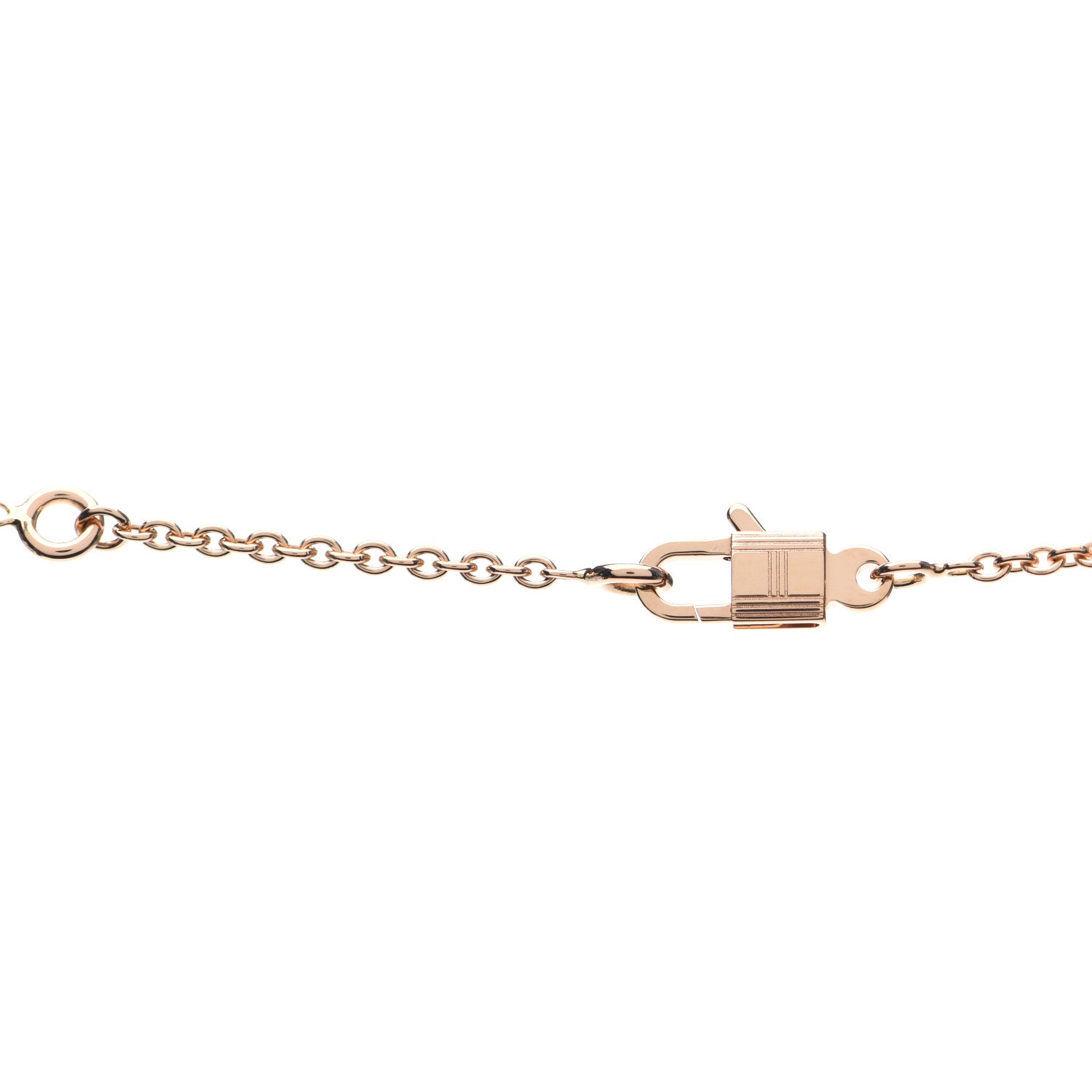 Hermes 18K Rose Gold Diamond Amulettes Cadenas Pendant Necklace 4 of 5
