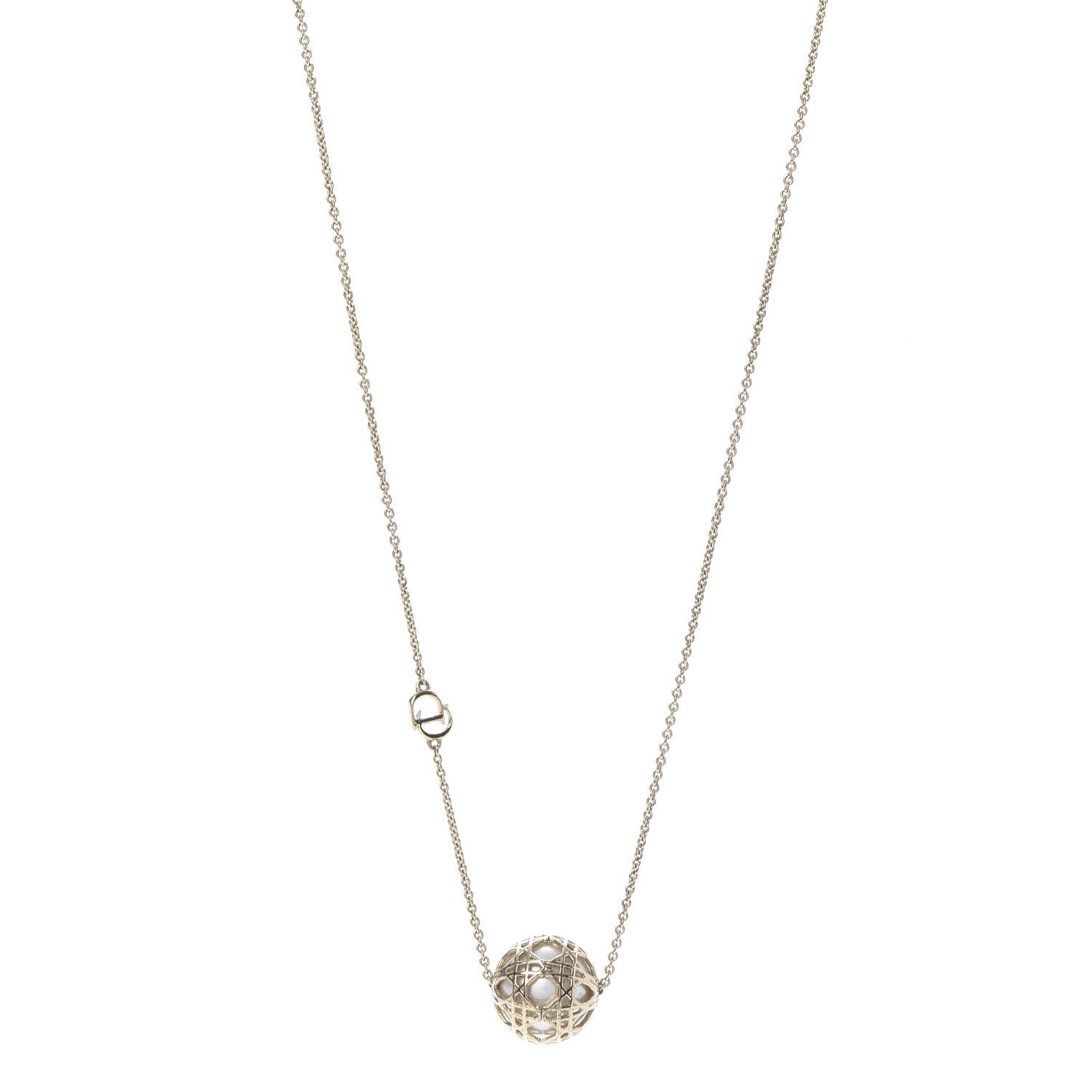 Christian Dior Pearl Cannage Mise En Dior Necklace Gold 1 of 7