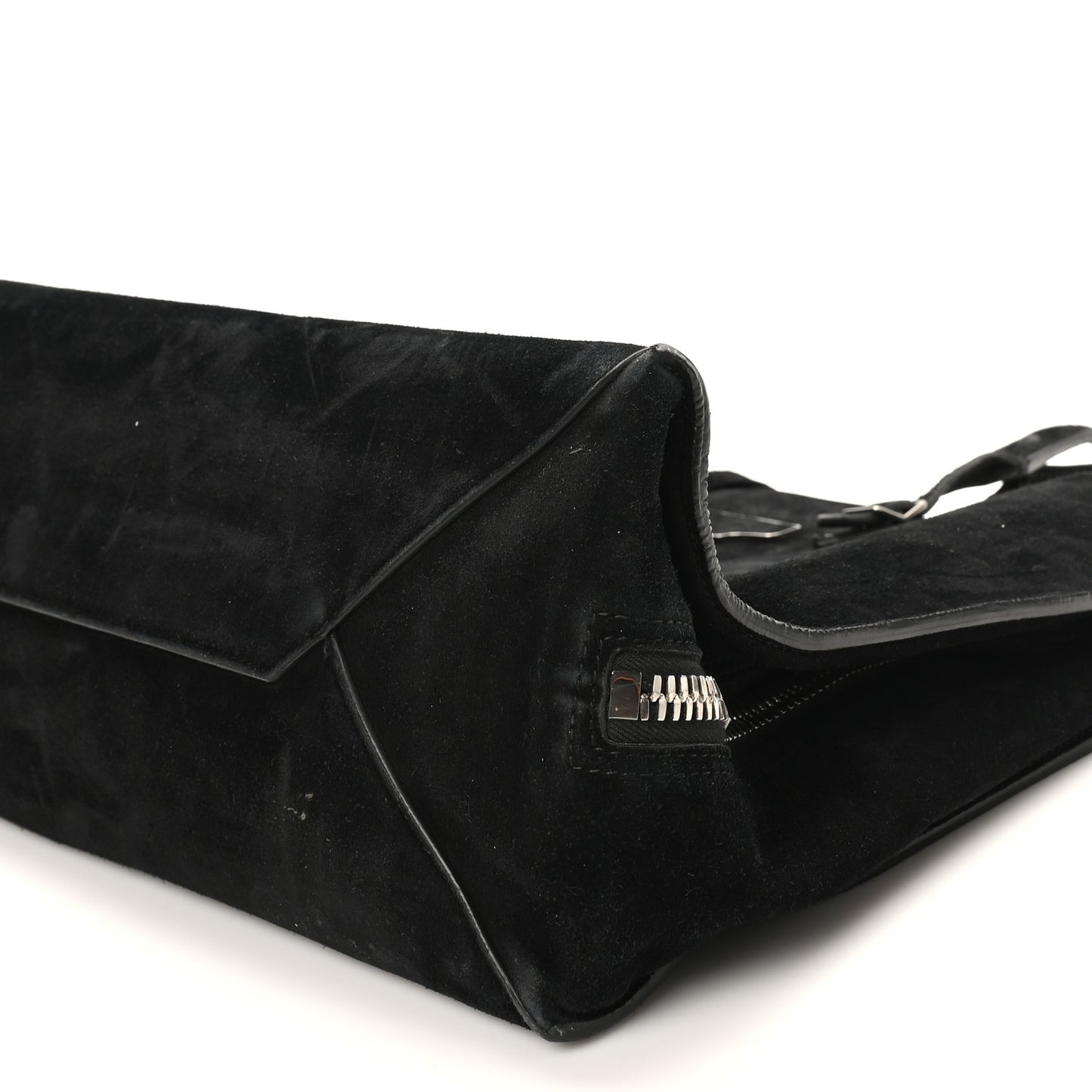 Daim Suede Plate Hardware Papier A6 Zip Around Tote Black