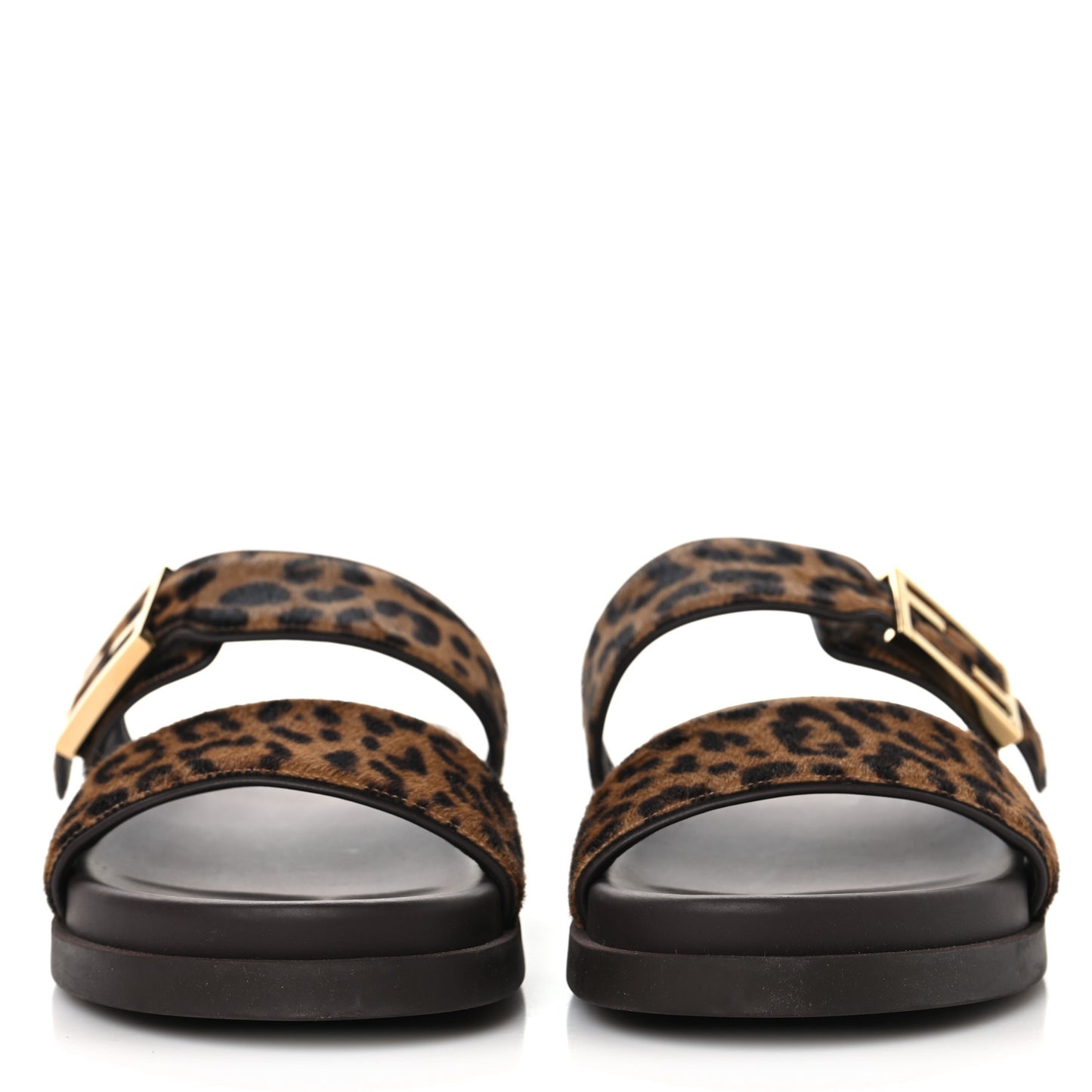Calf Hair Leopard FF Fendi Feel Sandals 36.5 Brown