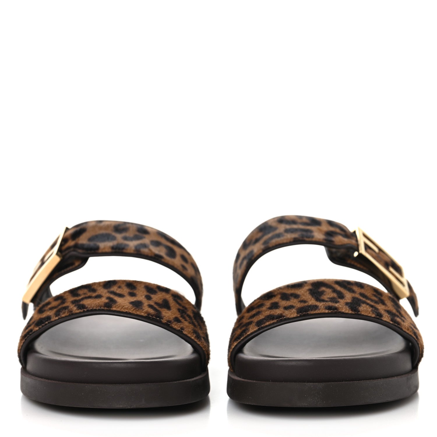 Fendi Calf Hair Leopard FF Fendi Feel Sandals 36.5 Brown 3 of 10