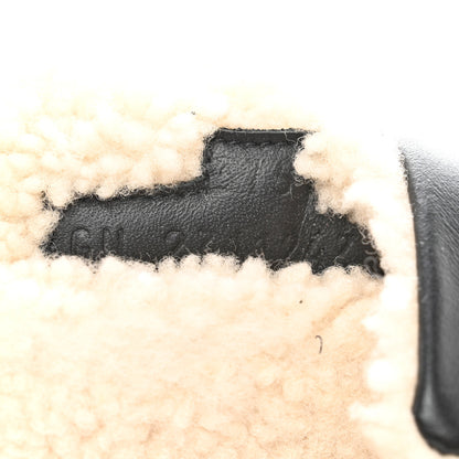 Hermes Calfskin Woolskin Womens Chypre Sandals 37.5 Black Ecru 6 of 9