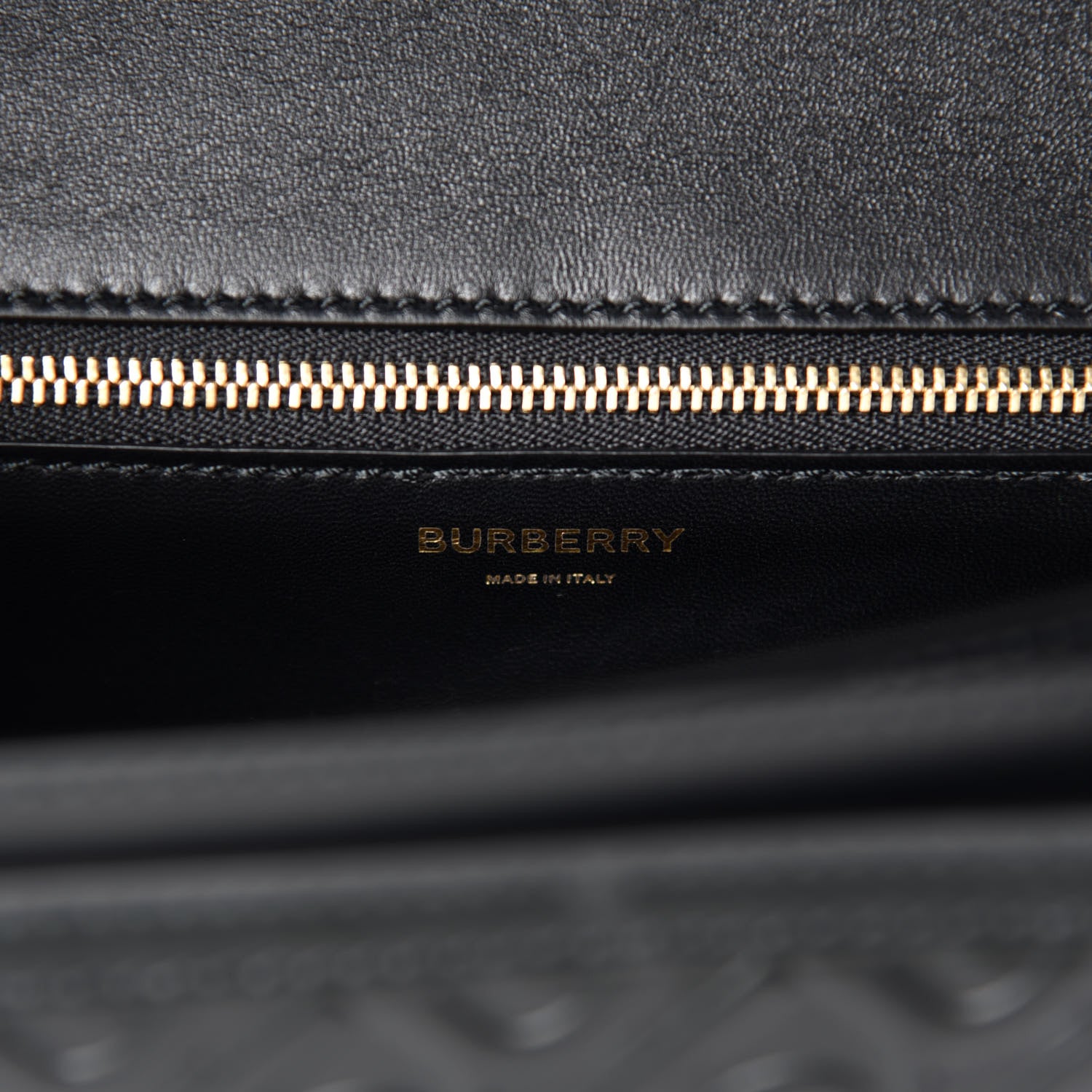Burberry Calfskin Monogram Embossed Medium TB Bag Black 8 of 9