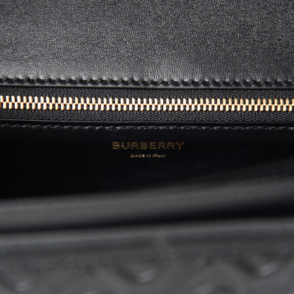 Burberry Calfskin Monogram Embossed Medium TB Bag Black 8 of 9