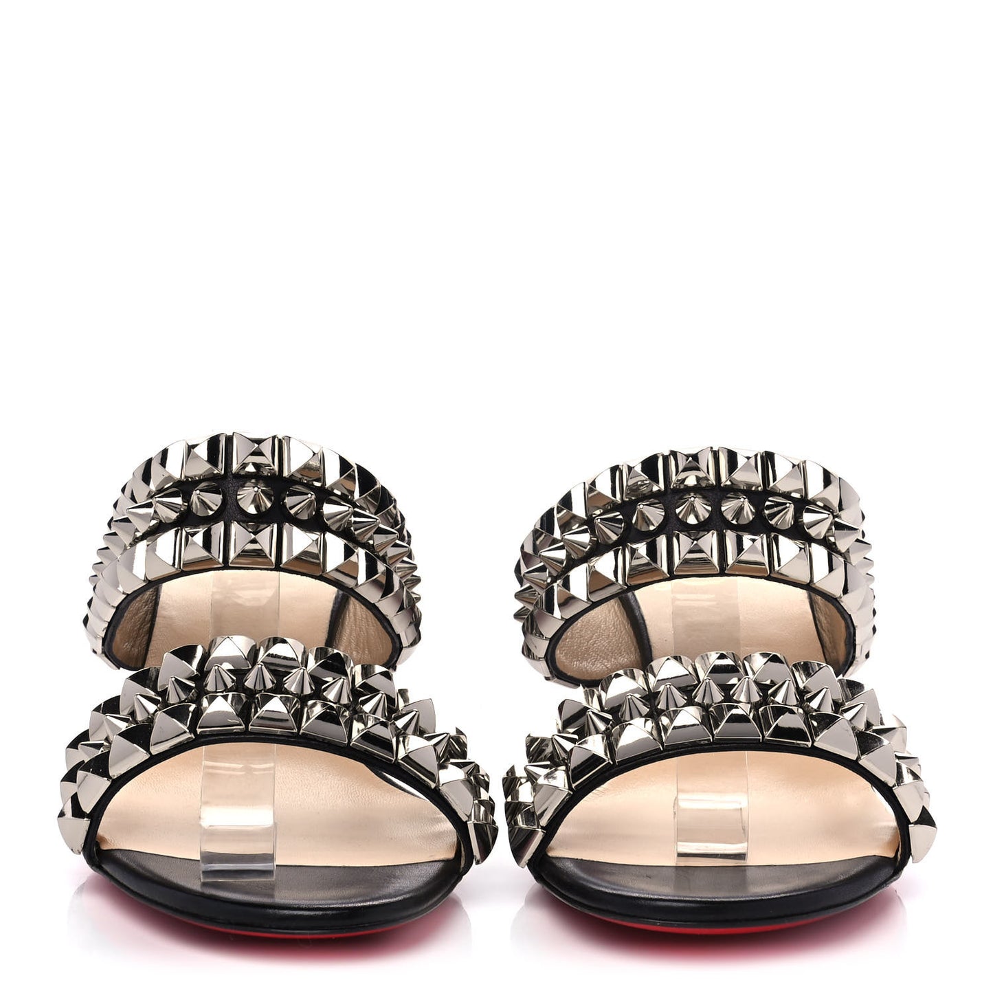 Calfskin Studded Tina Goes Mad 55 Slide Sandals 40.5 Black