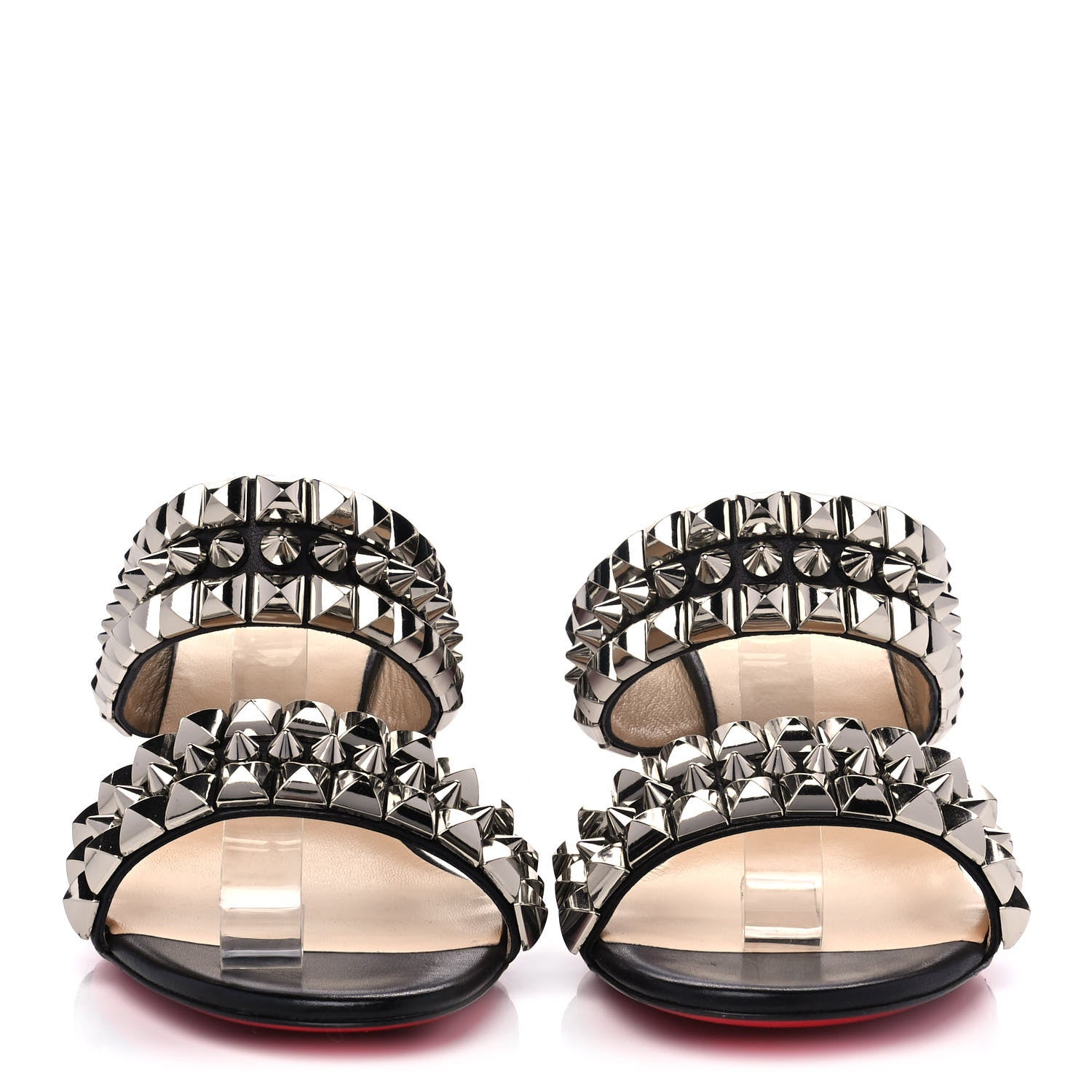 Christian Louboutin Calfskin Studded Tina Goes Mad 55 Slide Sandals 40.5 Black 2 of 11