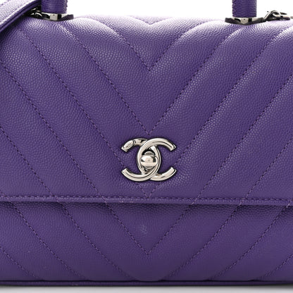 Chanel Caviar Chevron Quilted Mini Coco Handle Flap Purple 8 of 12