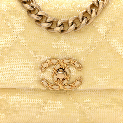 Chanel Sequin Quilted Medium Chanel 19 Flap Light Yellow 8 of 11