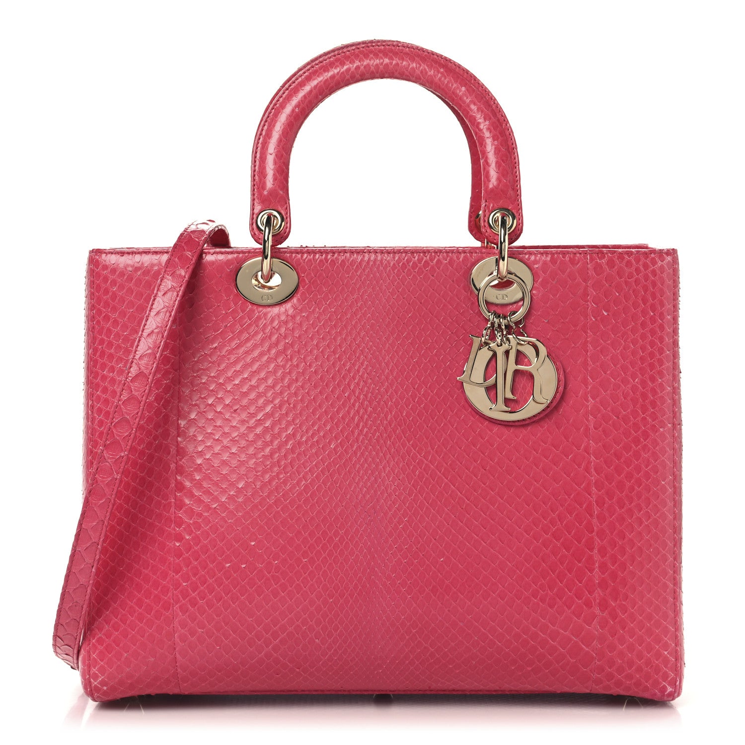 Christian Dior Snakeskin Large Lady Dior Pink 1 of 14