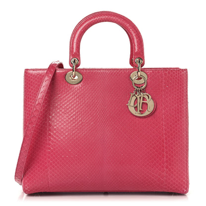 Christian Dior Snakeskin Large Lady Dior Pink 1 of 14