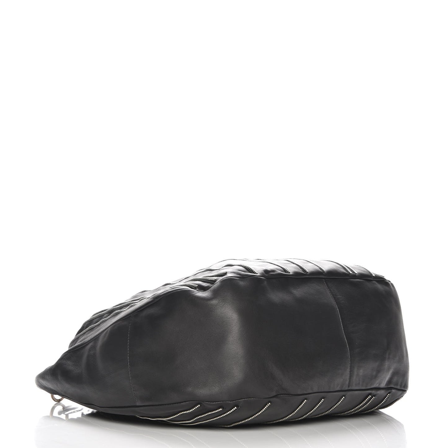 Lambskin Large Solar Zipper Hobo Black