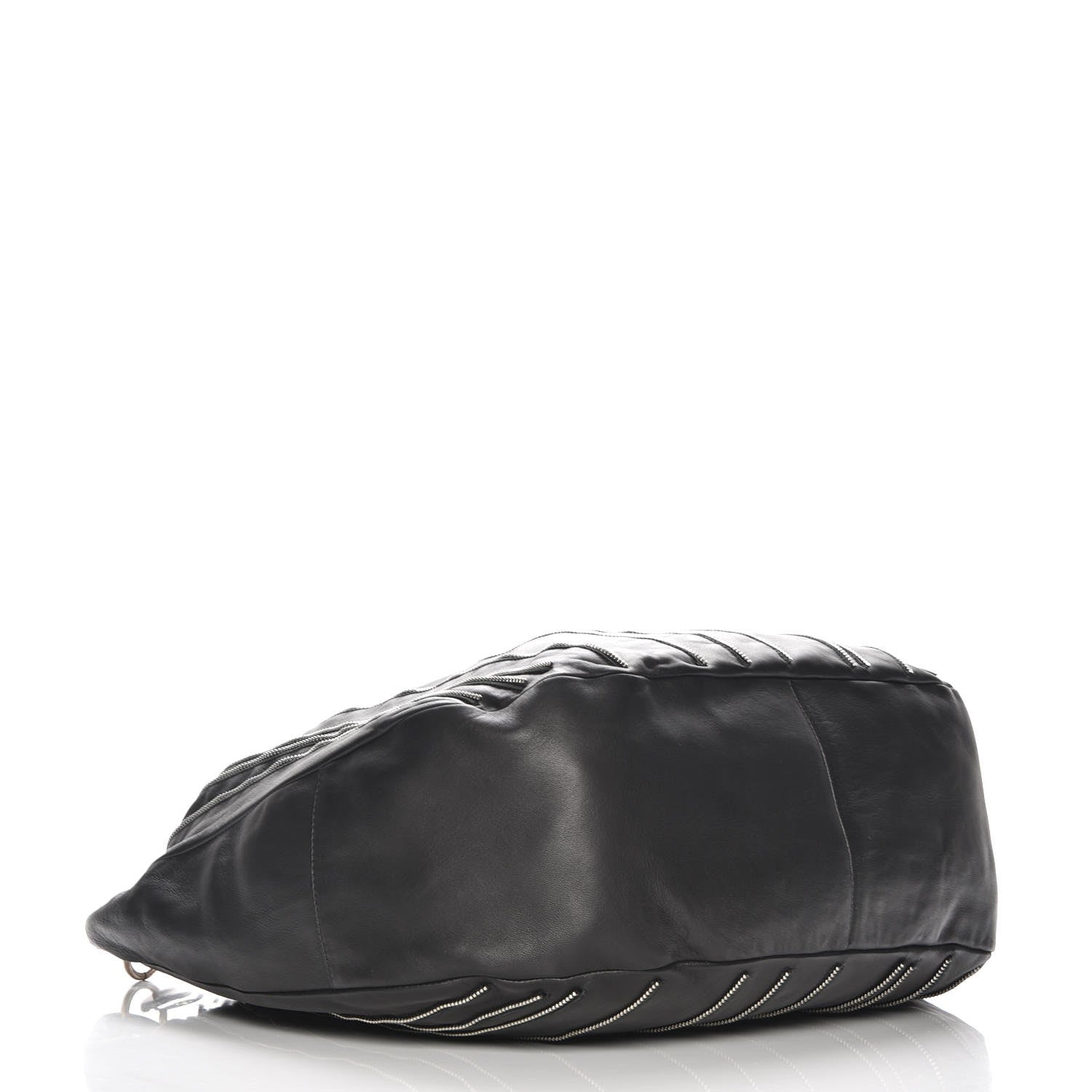 Jimmy Choo Lambskin Large Solar Zipper Hobo Black 4 of 7