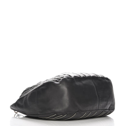 Jimmy Choo Lambskin Large Solar Zipper Hobo Black 4 of 7