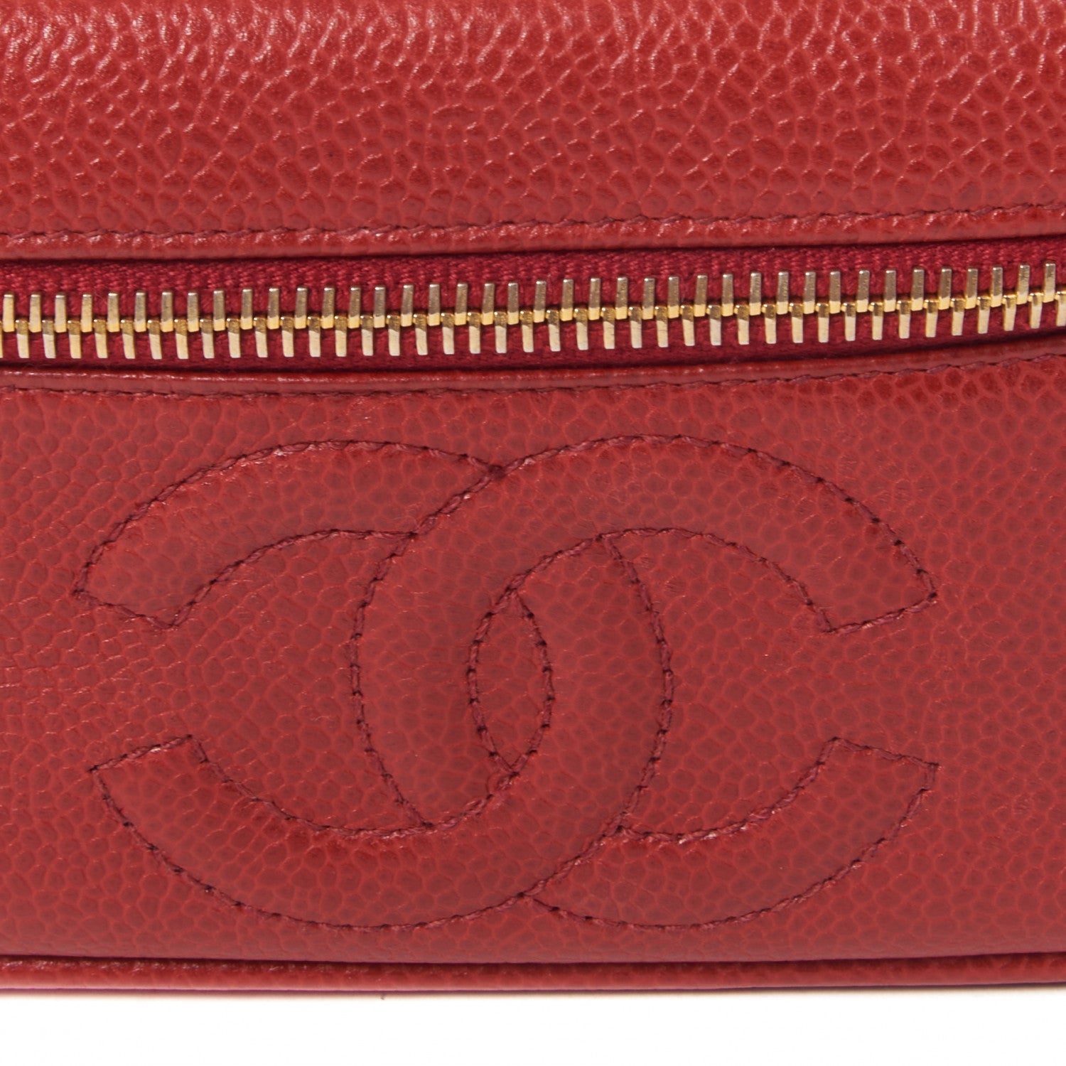 Chanel Caviar Vanity Cosmetic Case Red 7 of 9