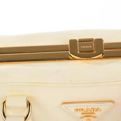 Prada Saffiano Vernice Frame Bag White 12 of 14