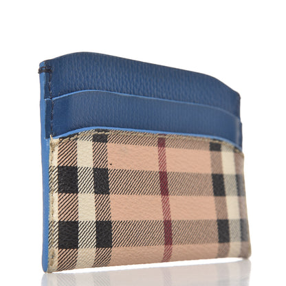 Burberry Soft Grain Calfskin Haymarket Check Izzy Card Case Mineral Blue 3 of 5