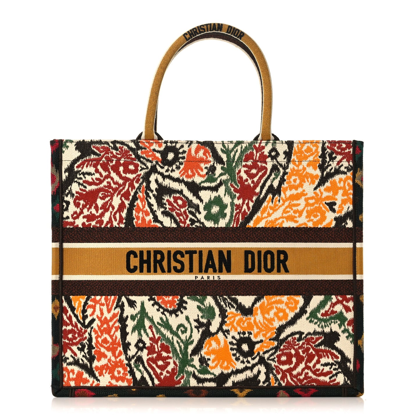 Canvas Embroidered Large Paisley Book Tote Multicolor