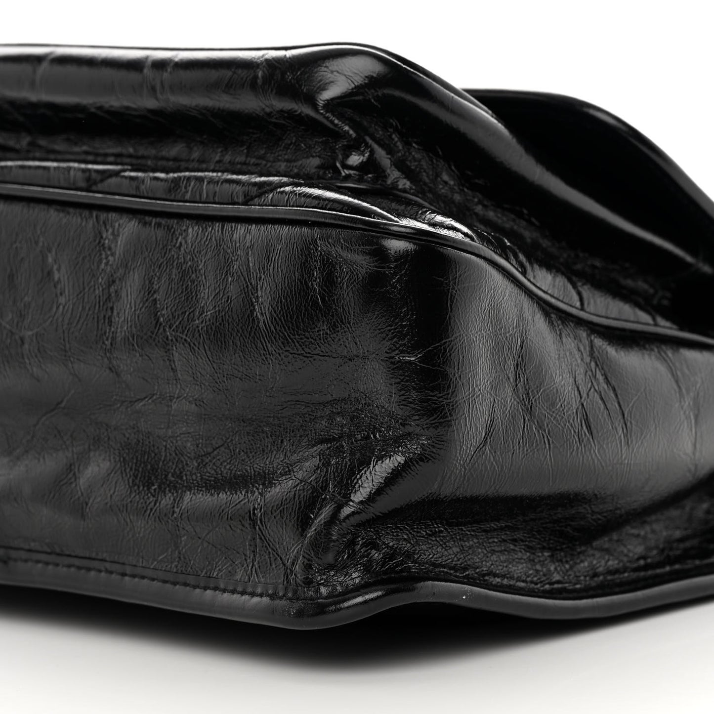 Crinkled Calfskin Matelasse Monogram Medium Niki Chain Satchel Black