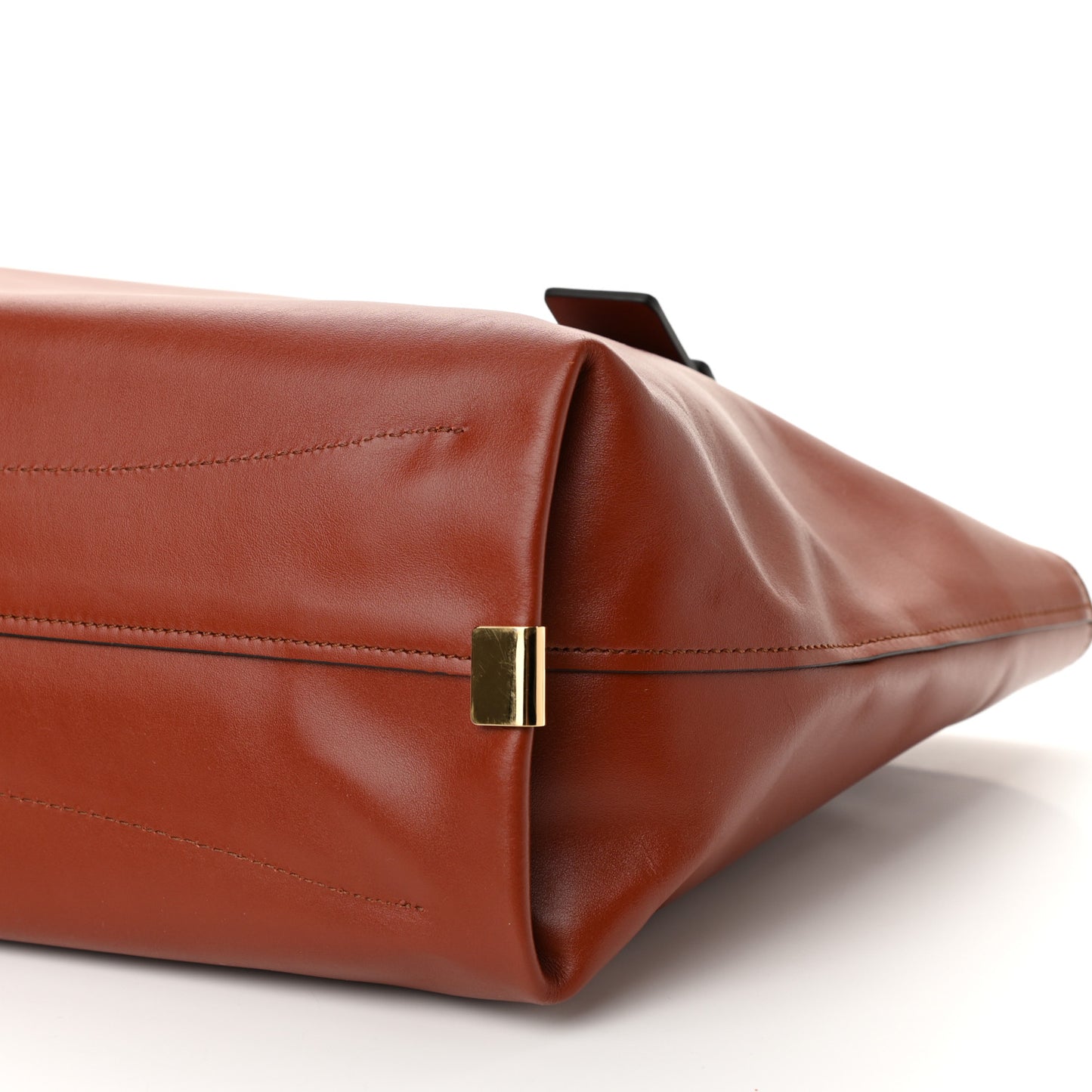 Shiny Calfskin Suede Medium C Zipped Tote Brown