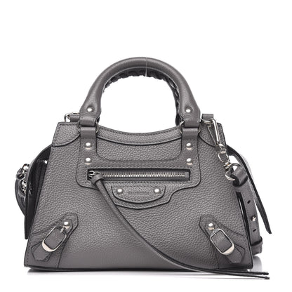 Balenciaga Grained Calfskin Neo Classic Silver Hardware Mini City Dark Grey 1 of 11