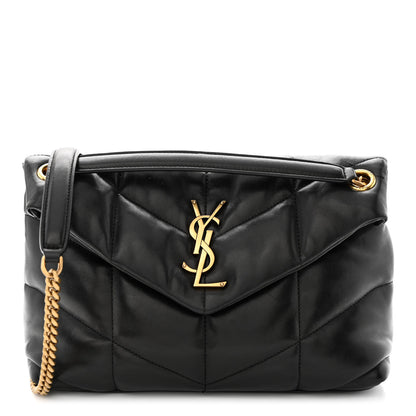 Saint Laurent Lambskin Quilted Small Loulou Puffer Monogram Chain Tote Black 1 of 12