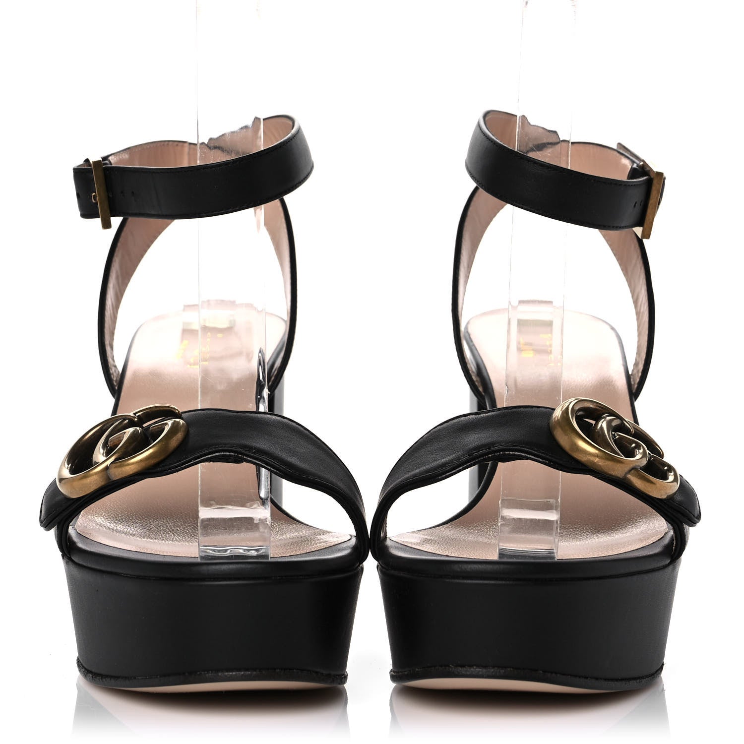 Gucci Calfskin GG Marmont Ankle Wrap 30/85mm Platform Sandals 36 Black 2 of 8