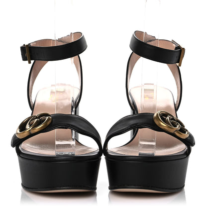 Gucci Calfskin GG Marmont Ankle Wrap 30/85mm Platform Sandals 36 Black 2 of 8
