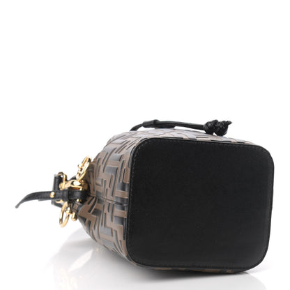 Fendi Vitello Liberty F is Fendi Bi-Color FF 1974 Embossed Mini Mon Tresor Bucket Bag Maya Black 4 of 9